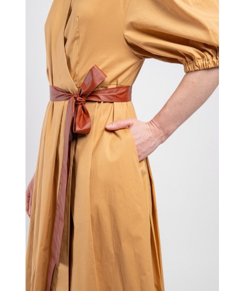 Платье женское на запах миди бежевое Modna KAZKA Токио MKSN2263-03