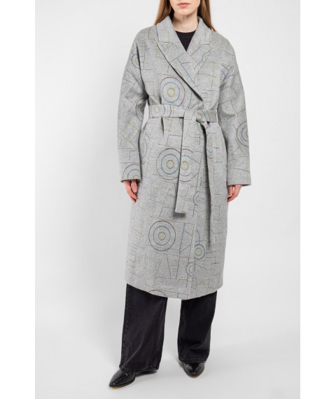 Пальто женское длинное серое шерстяное демисизонное премиум Modna KAZKA MKCR911