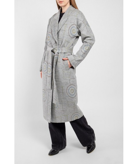 Пальто женское длинное серое шерстяное демисизонное премиум Modna KAZKA MKCR911