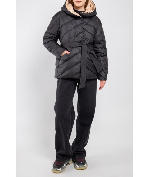 Куртка женская короткая трендовая черная Modna KAZKA MKASAY29-1