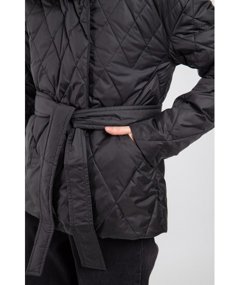 Куртка женская стеганая короткая трендовая черная Modna KAZKA MKASAY23-4