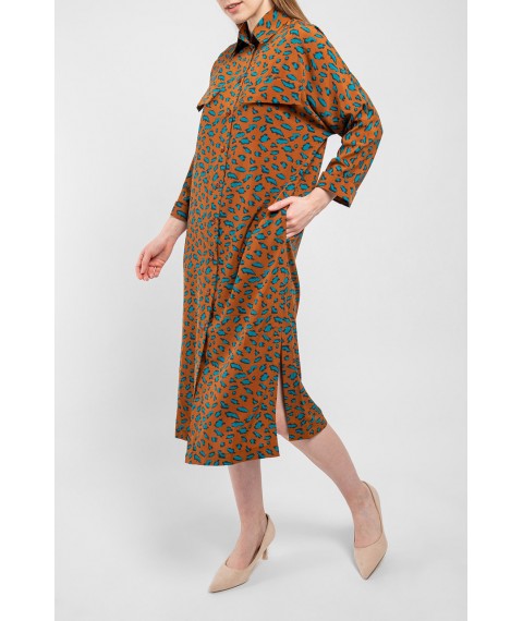 Платье женское миди в анималистический принт коричневое Modna KAZKA MKAS310522-1