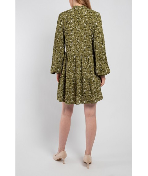 Платье женское котоновое с завязками мини оливковое Modna KAZKA MKAZ6116-1