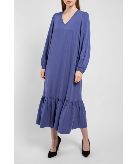 Платье женское котоновое однотонное миди синее Modna KAZKA MKAZ6328-1
