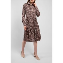 Платье женское шелковое миди абстракция коричневое Грейс Modna KAZKA MKPR2625-1