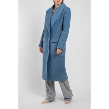 Пальто женское голубое дизайнерское длинное шерстяное однобортное Modna KAZKA MKSH2185