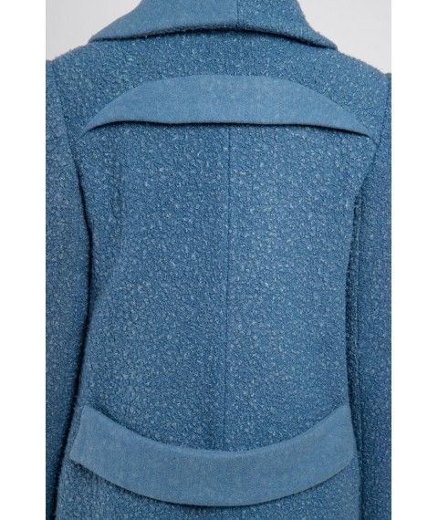Пальто женское голубое дизайнерское длинное шерстяное однобортное Modna KAZKA MKSH2185
