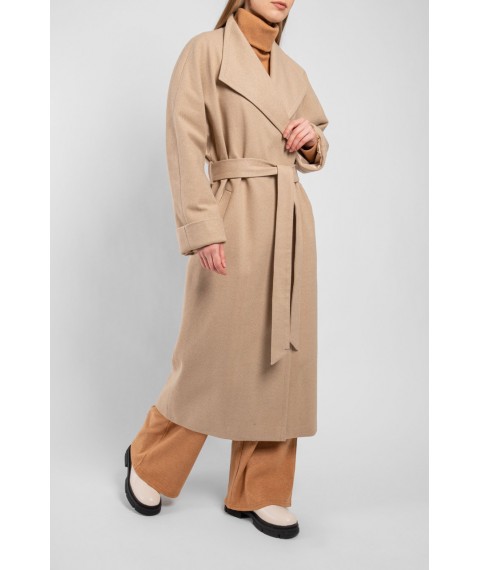 Пальто женское базовое длинное бежевое Modna KAZKA MKTRG0561-2