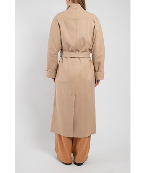 Пальто женское базовое длинное бежевое Modna KAZKA MKTRG0561-2
