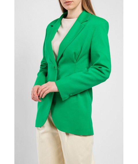 Жакет женский приталенный нарядный удлиненный зеленый Modna KAZKA MKTRG3469-2