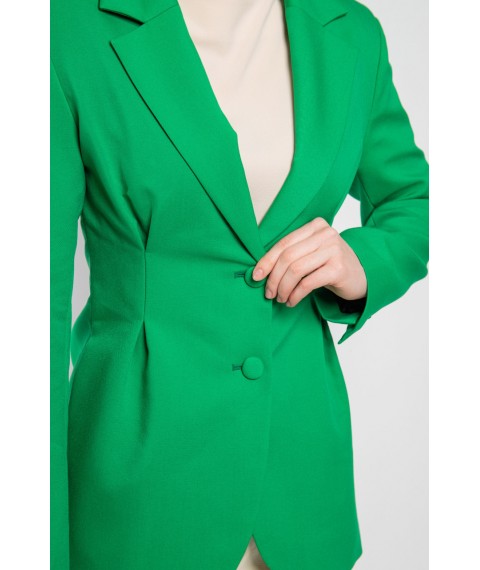 Жакет женский приталенный нарядный удлиненный зеленый Modna KAZKA MKTRG3469-2