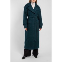 Пальто женское длинное в пол зелёное прямого силуэта демисезонное Modna KAZKA MKV7138-1