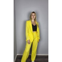 Костюм женский летний льняной брюки и пиджак желтый Modna KAZKA Елион MKSN2239/2240-09 44
