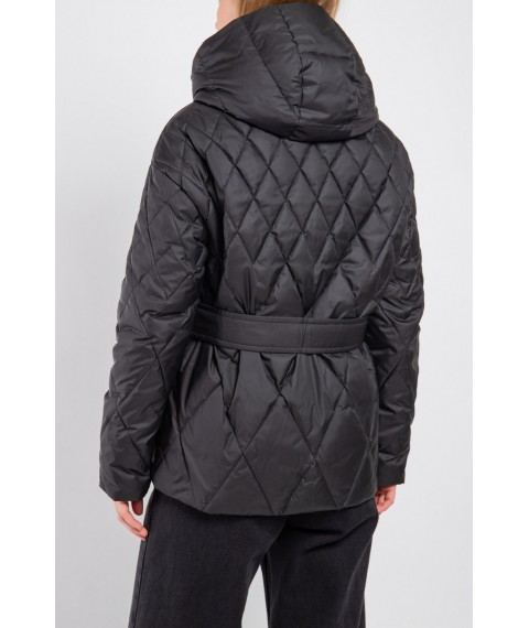 Куртка женская стеганая короткая трендовая черная Modna KAZKA MKASAY23-4 44