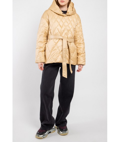 Куртка женская стеганая короткая трендовая бежевая Modna KAZKA MKASAY23-1 40
