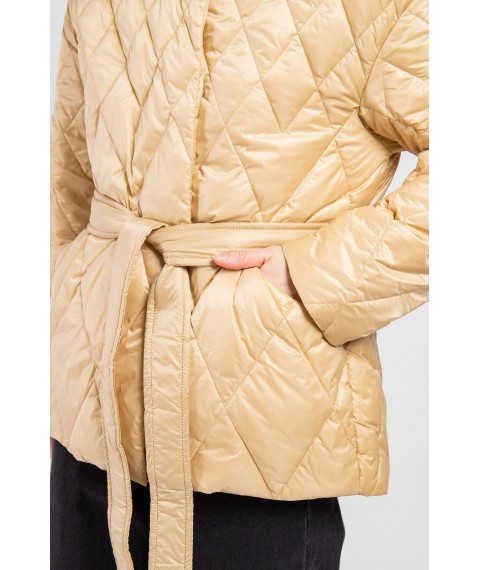 Куртка женская стеганая короткая трендовая бежевая Modna KAZKA MKASAY23-1 42