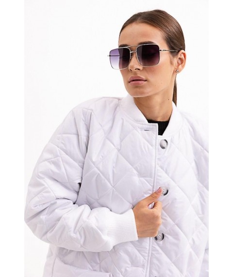 Куртка женская стеганая длинная осеняя трендовая белая Modna KAZKA MKAR46607-2 42-44