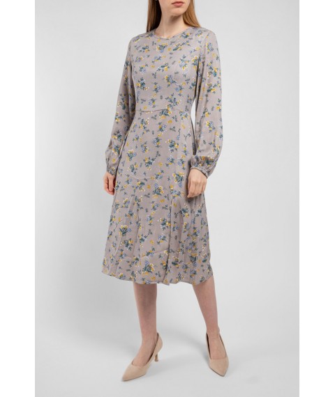 Платье женское котоновое в цветы миди серое Modna KAZKA MKAZ6318-1 48