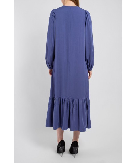 Платье женское котоновое однотонное миди синее Modna KAZKA MKAZ6328-1 44