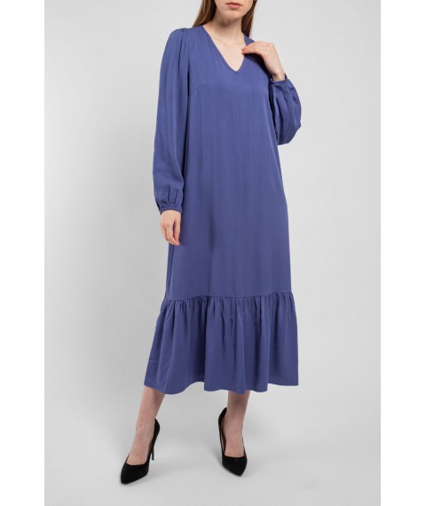 Платье женское котоновое однотонное миди синее Modna KAZKA MKAZ6328-1 46
