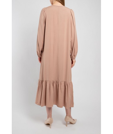 Платье женское котоновое однотонное миди бежевое Modna KAZKA MKAZ6328-3 46