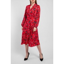 Платье женское котоновое в цветы миди красное Modna KAZKA MKAZ6327-1 46