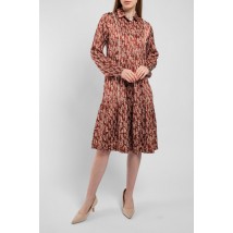 Платье женское шелковое миди с растительным принтом коричневое "Грейс" Modna KAZKA MKPR2625-2 48