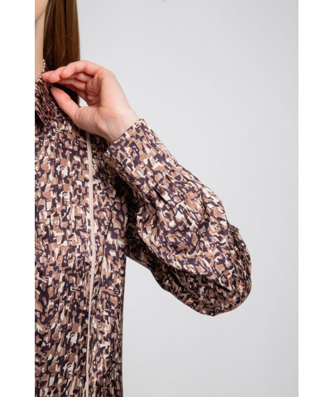 Платье женское шелковое миди абстракция коричневое "Грейс" Modna KAZKA MKPR2625-1 44