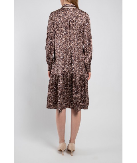 Платье женское шелковое миди абстракция коричневое Грейс Modna KAZKA MKPR2625-1 48