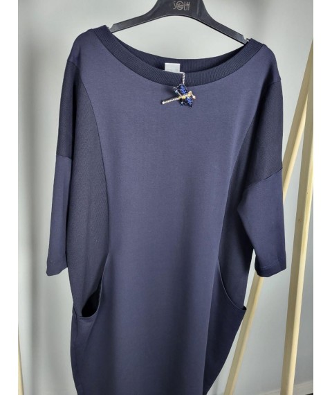 Платье женское базовое демисезонное миди синее "Коди" Modna KAZKA MKSH2281-2 46