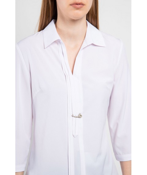 Блуза женская белая офисная с отложным воротником Modna KAZKA MKBT8177-3