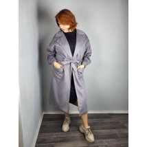 Пальто женское замшевое длинное серое Modna KAZKA MKAD7464-01 48