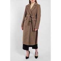 Пальто женское шерстяное в клетку коричневое Modna KAZKA MKCR222-2 48