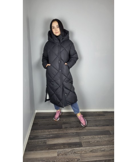Куртка женская зимняя стеганая длинная черная Modna KAZKA MKAS2307-3 48
