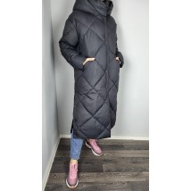 Куртка женская зимняя стеганая длинная черная Modna KAZKA MKAS2307-3