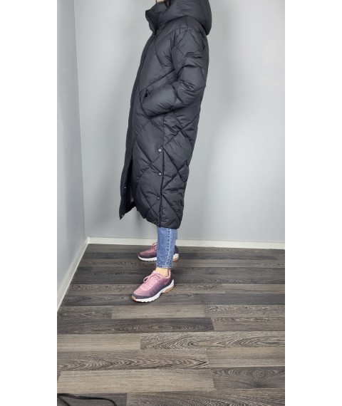 Куртка женская зимняя стеганая длинная черная Modna KAZKA MKAS2307-3