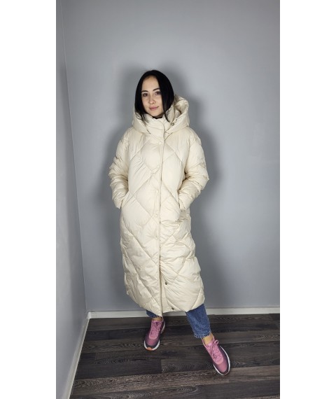 Куртка женская зимняя стеганая длинная айвори Modna KAZKA MKAS2307-2 48