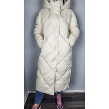 Куртка женская зимняя стеганая длинная айвори Modna KAZKA MKAS2307-2