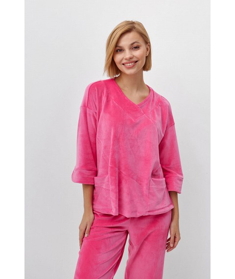 Пижама женская велюровая однотонная розовая Modna KAZKA MKRM4033-22DS
