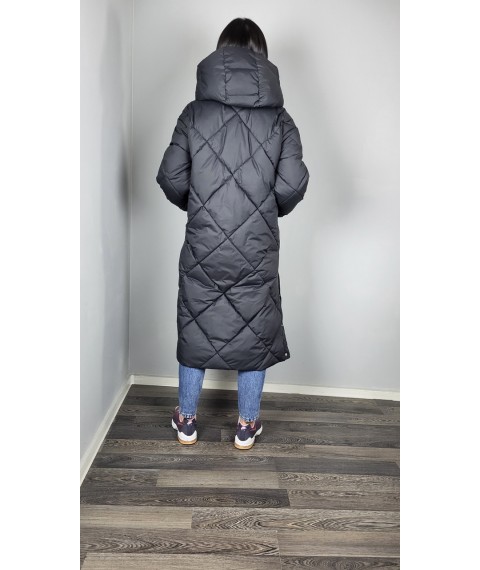 Куртка женская зимняя стеганая длинная черная Modna KAZKA MKAS2307-3 42