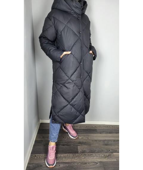 Куртка женская зимняя стеганая длинная черная Modna KAZKA MKAS2307-3 46
