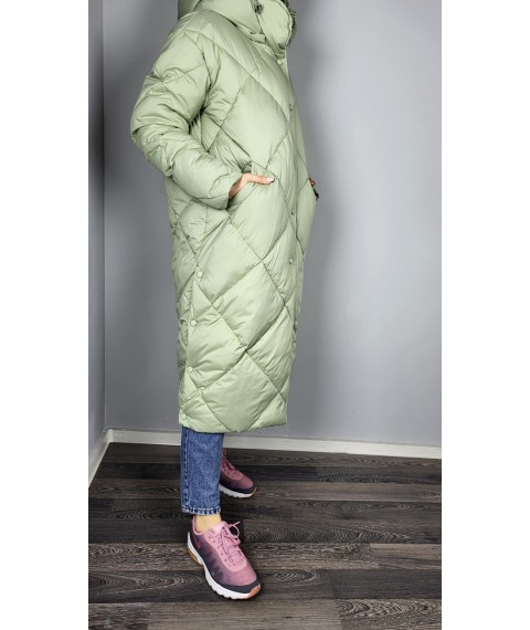 Куртка женская зимняя стеганая длинная фисташковая Modna KAZKA MKAS2307-1 42