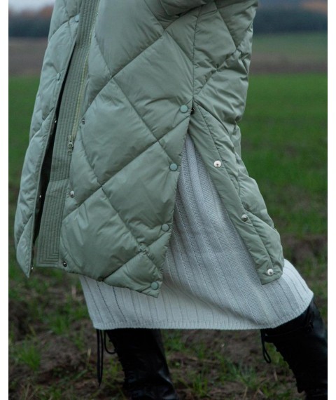 Куртка женская зимняя стеганая длинная фисташковая Modna KAZKA MKAS2307-1 46