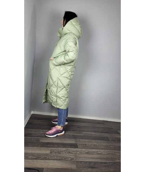 Куртка женская зимняя стеганая длинная фисташковая Modna KAZKA MKAS2307-1
