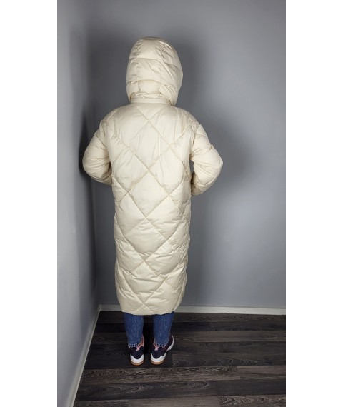 Куртка женская зимняя стеганая длинная айвори Modna KAZKA MKAS2307-2 44