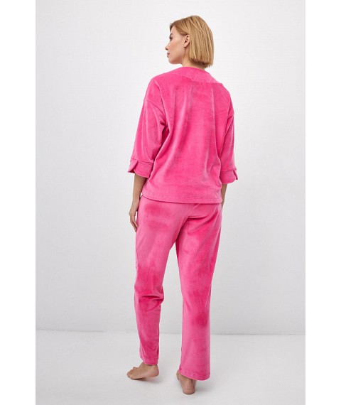 Пижама женская велюровая однотонная розовая Modna KAZKA MKRM4033-22DS 42-44