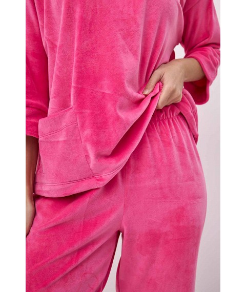 Пижама женская велюровая однотонная розовая Modna KAZKA MKRM4033-22DS 46-48