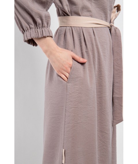 Платье женское с поясом миди тауп Modna KAZKA MKPR8559-3 44