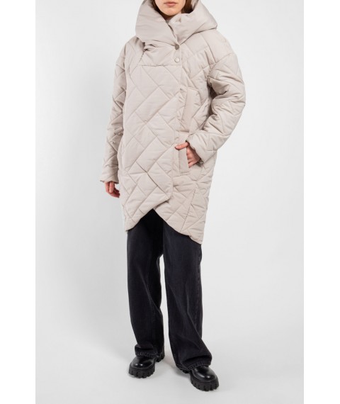 Женская куртка пуховик средней длины молочный Modna KAZKA MKAB6026-11 42