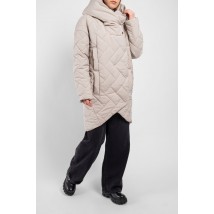 Женская куртка пуховик средней длины молочный Modna KAZKA MKAB6026-11 42